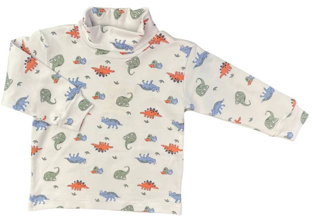 NEW LUIGI KIDS kid's dinosaur printed turtleneck top in white multi